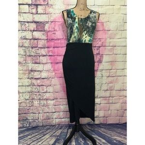 P. Luca Milano Black/Green Wrap Dress